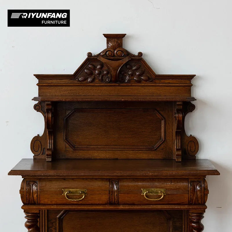 French Roman Traditional Solid Wood Antique Sideboard Display Cabinet