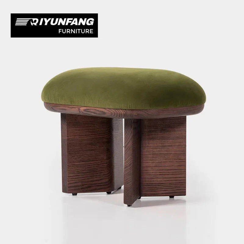 Modern Solid Wood Lounge Chair and Footrest Set
