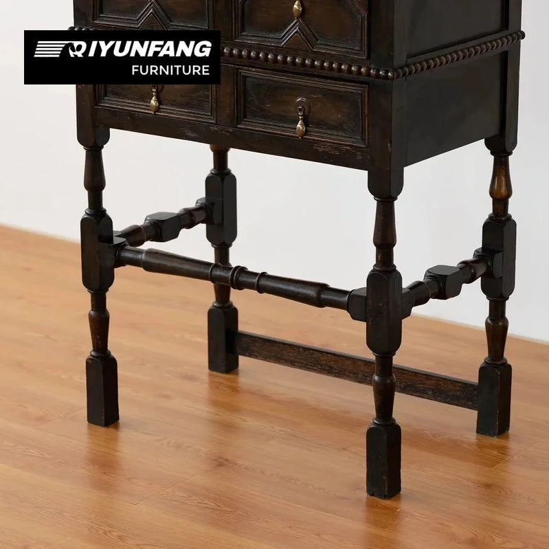 Solid Wood Six-Drawer Storage Cabinet for Refined Hallways