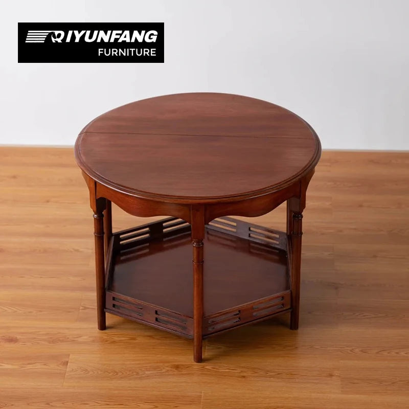 Solid Wood Double-Layer Curved Coffee Table Modern Design 76cm