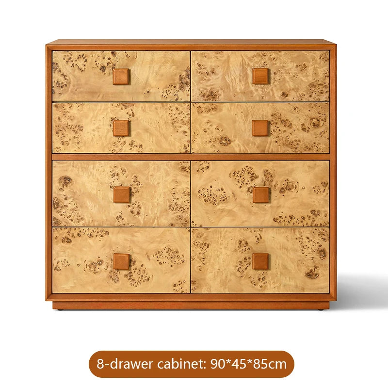 Medieval Style Solid Wood 8 Drawer Storage Cabinet