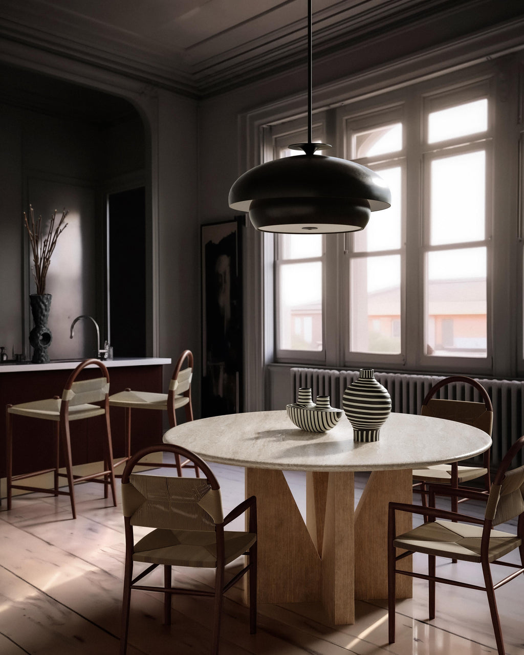 https://a.1stdibscdn.com/elysees-travertine-and-cerused-french-oak-dining-table-by-christiane-lemieux-for-sale-picture-9/f_69542/f_319069121775218217970/elysee_dining_pernelle_counter_stool_and_armchair_solene_colbert_vases_volcanic_vase_master.jpg
