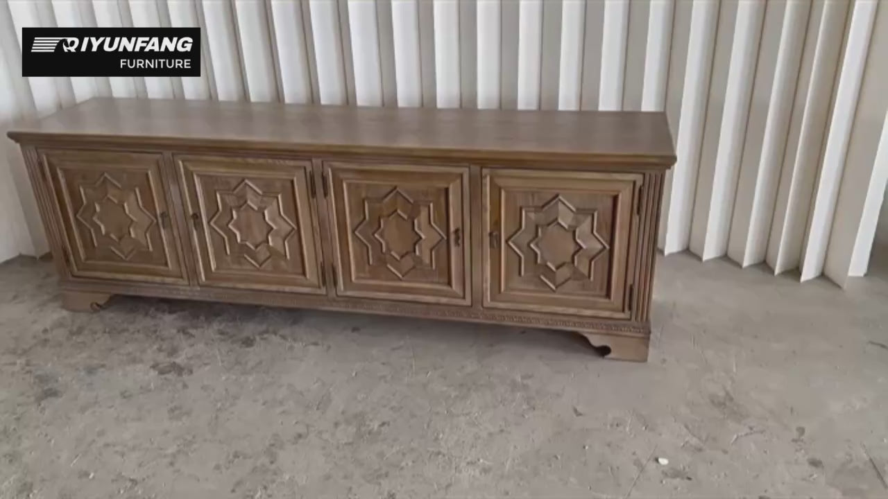Modern Solid Wood TV Sideboard Storage Cabinet 190cm Retro