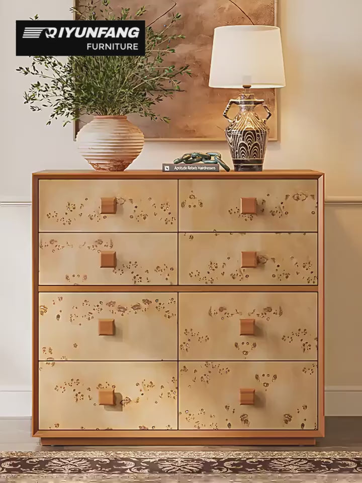 Medieval Style Solid Wood 8 Drawer Storage Cabinet