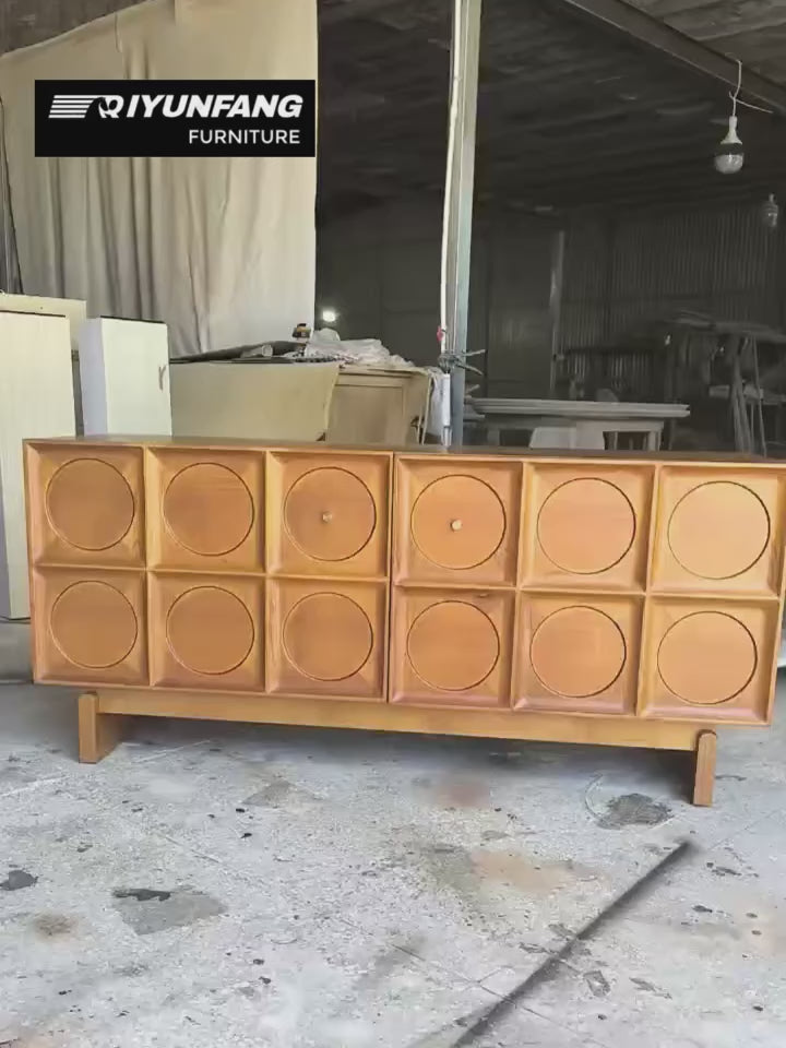 Vintage French Solid Wood Sideboard Cabinet with 4 Drawers